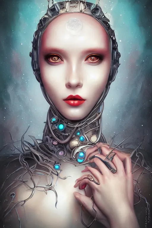 Image similar to portrait of an elegant alien woman queen, many eyes, multiple eyes, stalk eyes, straight on portrait, by artgerm, tom bagshaw, gerald brom, vaporwave colors, lo - fi colors, vaporwave, lo - fi, moody vibe, goth vibe, 4 k, hd,