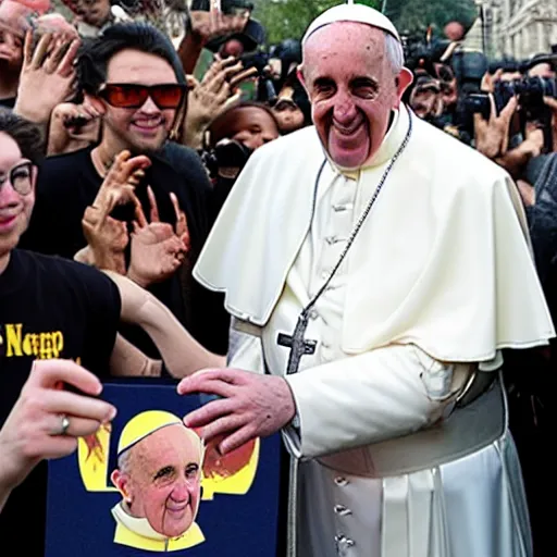 Prompt: pope Francis with wu tang clan album cover streets ny