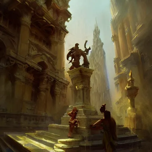 Image similar to an artist carving caryatids in the baroque era, magical, painters, hearthstone art style, epic fantasy style art by Craig Mullins, fantasy epic digital art, epic fantasy card game art by Greg Rutkowski