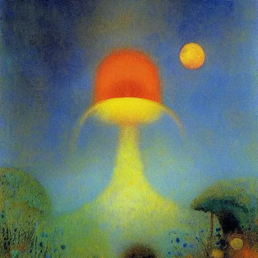 Image similar to ufo in the jungle y odilon redon