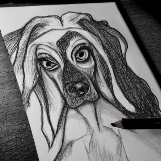 Image similar to drawing of a dog by mrrevenge in the style of corpse bride