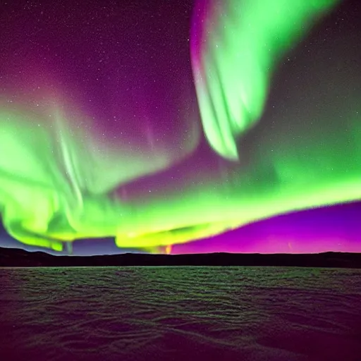 Image similar to northern lights in space, otherworldly, galaxies and stars, colorful night sky