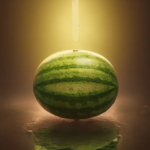 Image similar to tiny watermelon, floating, rbc, radiolaria, protophyta, micro - organisms, center frame, symmetric, rim light, marine microbiology, bioluminescence, electric, soft, concept art, intricate details, highly detailed, colorful, photorealistic, disney pixar, octane render, iridescent, anime, 8 k