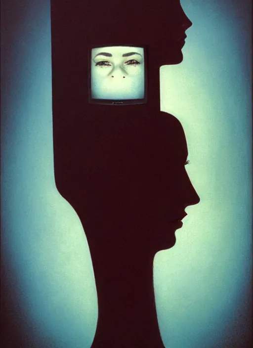 Prompt: tv head woman portrait with a crt tv for head Zdzislaw Beksinski, highly detailed
