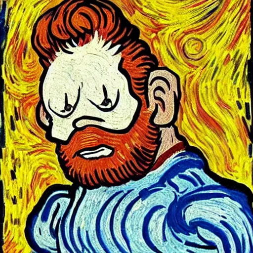 Image similar to portrait of a giant shouting ( ( stay puft marshmallow man ) ) in the style of vincent van gogh intricate detail, low angle, blockbuster ghostbusters movie