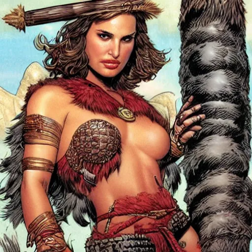 Image similar to Natalie Portman as a Barbarian princess, Joe Jusko