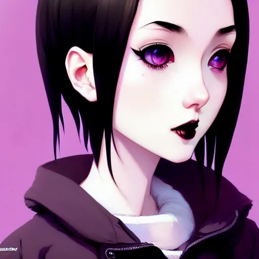 Prompt: a beautiful slim shy goth girl hates you, art by ilya kuvshinov and lois van baarle and ross tran and range murata and artgerm and andy warhol, norman rockwell, digital art, highly detailed, profile picture, intricate, sharp focus, mystical trending on artstation hq, deviantart, pinterest, unreal engine 5, 4 k uhd image