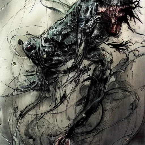 Image similar to liminal space creepy murkey water indoor ocean storm horrific creature underneath your feet, by dzo and scott fischer yoji shinkawa horror art