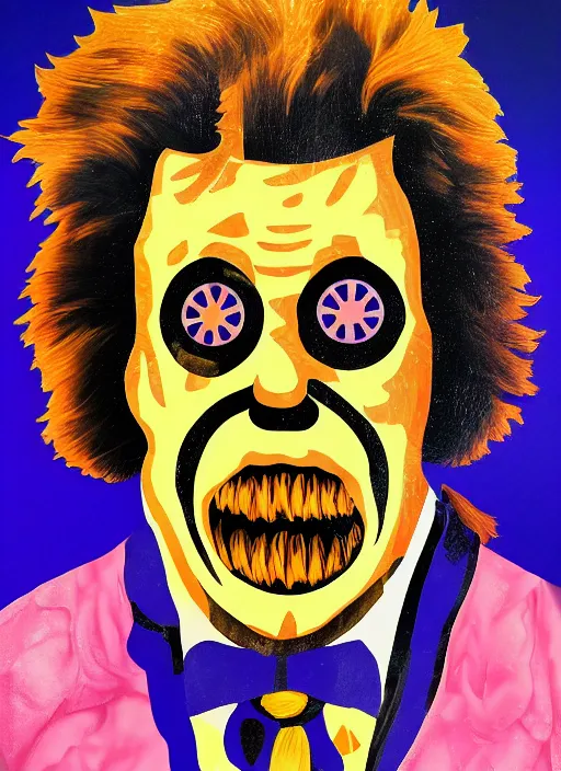 Image similar to leatherface character portrait artwork by Lisa Frank, 4k