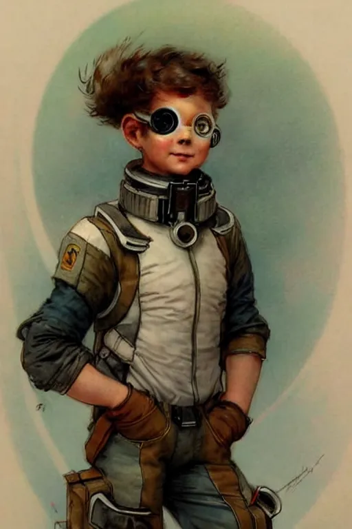 Image similar to ( ( ( ( ( 2 0 5 0 s retro future 1 0 year boy old super scientest in space pirate mechanics costume full portrait. muted colors. ) ) ) ) ) by jean - baptiste monge!!!!!!!!!!!!!!!!!!!!!!!!!!!!!!