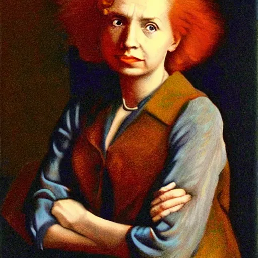 Prompt: young redhead woman einstein portrait