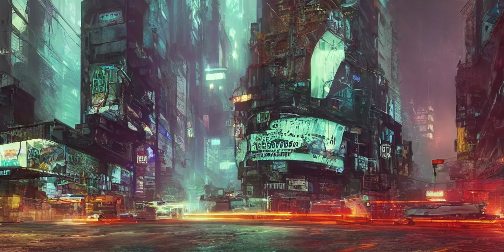 Prompt: a guatemalan solitary cyberpunk city with neon ads and signs with evocative dramatic mood with blade runner vibe with cars and floating vehicles with motion blur with depth of field with bloom with lightshaft with volumetric lights, fog, by jeremy mann, oscar winning graphics, photo realistic, bloom, imax, dynamic lighting, artstation, netflix series,