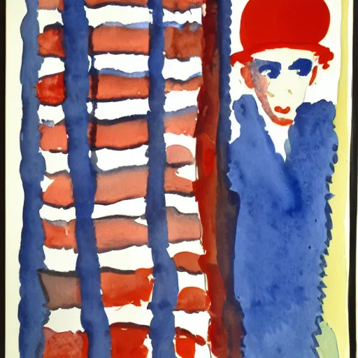 Prompt: a watercolor painting of where's wally, by matisse