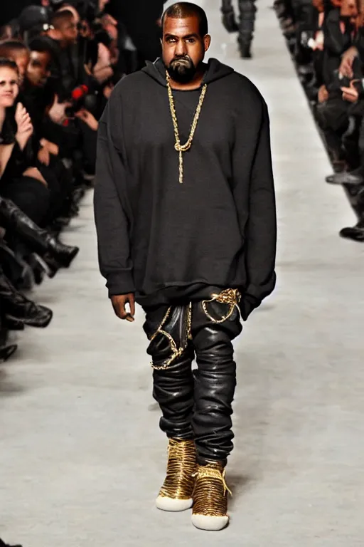 Image similar to kanye west wearing a kanye west, runway photo