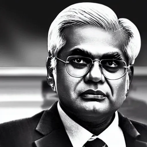 Image similar to ranil wickramasinghe in the style of a villain in anime