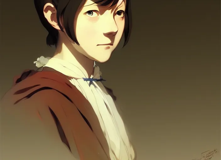 Image similar to 1 8 3 5 florence nightingale as adolescent, character face study, faces only, concept art finely detailed perfect art, painted by greg rutkowski makoto shinkai takashi takeuchi studio ghibli, pinterest, cevagraf comics