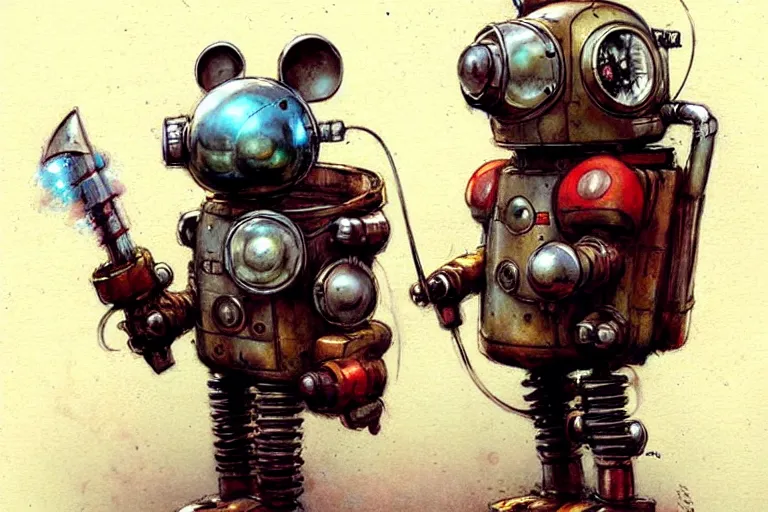 Image similar to adventurer ( ( ( ( ( 1 9 5 0 s retro future robot android mouse clown wagon. muted colors. ) ) ) ) ) by jean baptiste monge!!!!!!!!!!!!!!!!!!!!!!!!! chrome red