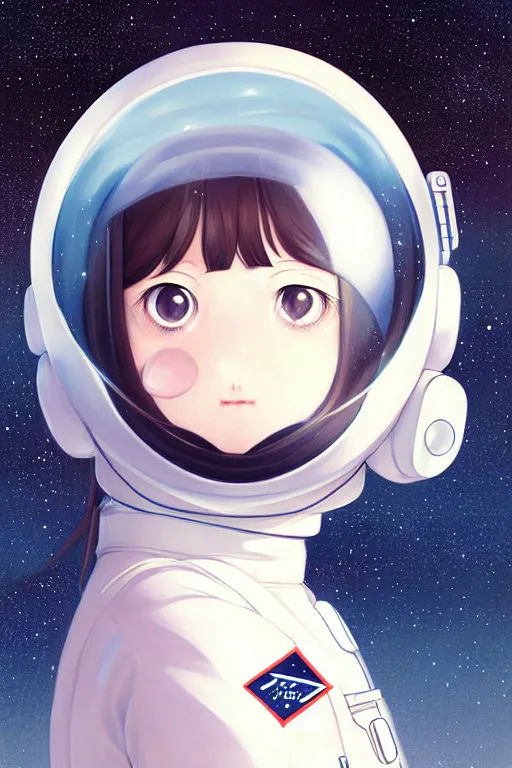 Image similar to portrait of a girl with astronaut helmets by range murata, cloudy sky the milky way background lush landscape ln illustration concept art anime key visual trending range murata