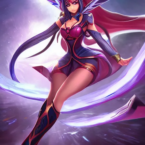 Image similar to digital art of Irelia from League of Legends, action pose, WLOP, extremely detailed