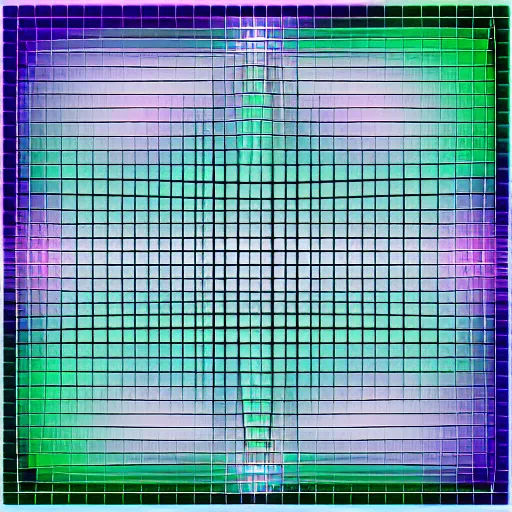 Prompt: opalescent complex numbers, pixelation axis of symmetry, reflective mesh graph theory, focus