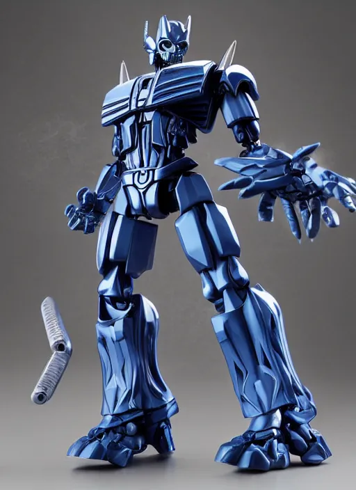 Image similar to Transformers Decepticon skeletor action figure from Transformers: Kingdom, symmetrical details, by Hasbro, Takaratomy, tfwiki.net photography, product photography, official media