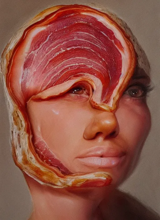 Prompt: portrait of a stunningly beautiful eye, 🥓, style sheet