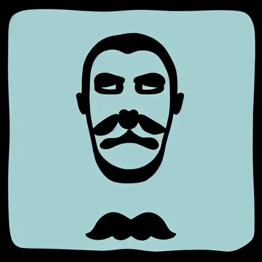 Image similar to taras shevchenko. face. old, balding, very long moustache. simple vector graphics icon by andy warhol