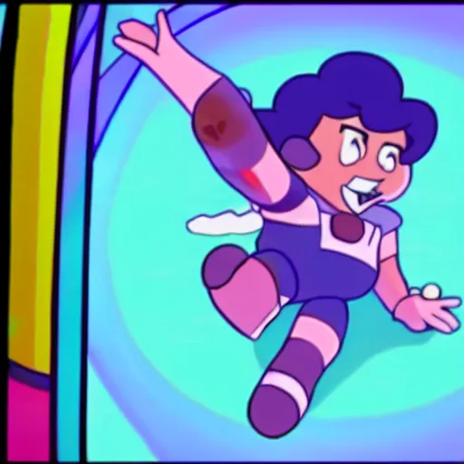 Image similar to a screenshot of Steven Quartz from Steven Universe, low quality, vhs quality,