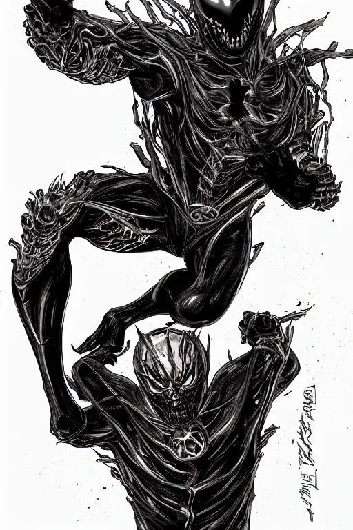 Image similar to ghost rider symbiote, comic strip style, dynamic lighting, fantasy concept art, trending on art station, stunning visuals, creative, cinematic, portrait, ultra detailed