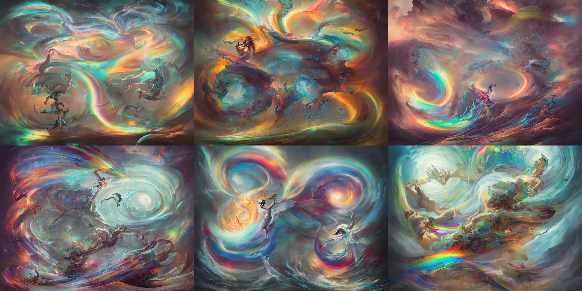 Prompt: god of rainbow vortex, dynamic vortex, peter mohrbacher