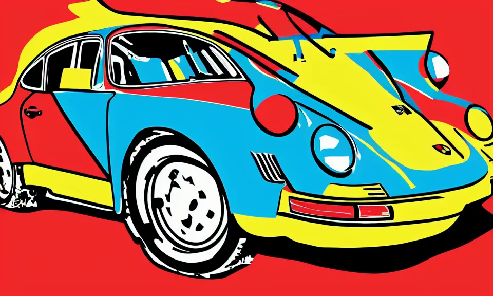 Prompt: pop art illustration of a porsche 9 1 1, abstract, adobe illustrator