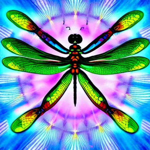 Prompt: dragonfly, lisa frank style,