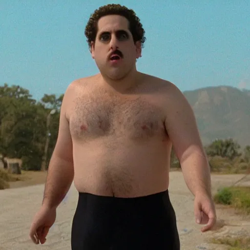 Image similar to jonah hill as borat in borat, 8k resolution, full HD, cinematic lighting, award winning, anatomically correct