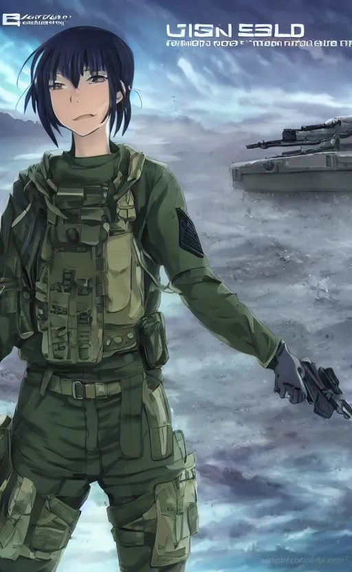 Prompt: girl, trading card front, future soldier clothing, future combat gear, realistic anatomy, concept art, professional, by ufotable anime studio, green screen, volumetric lights, stunning, military camp in the background, metal hard surfaces, focus on generate the face, tanny skin