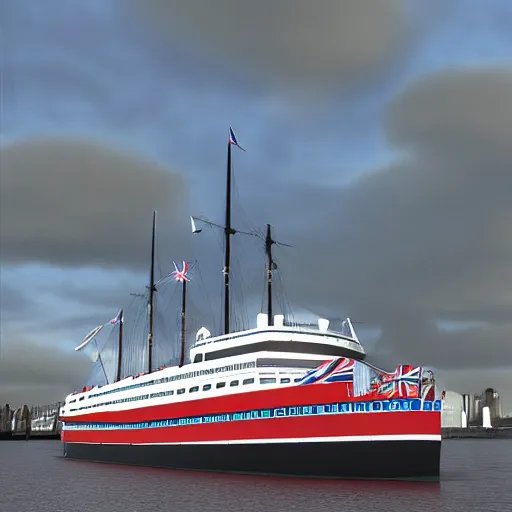 Prompt: S.S Great Britain, Bristol Harbour, Photorealistic, 3D render