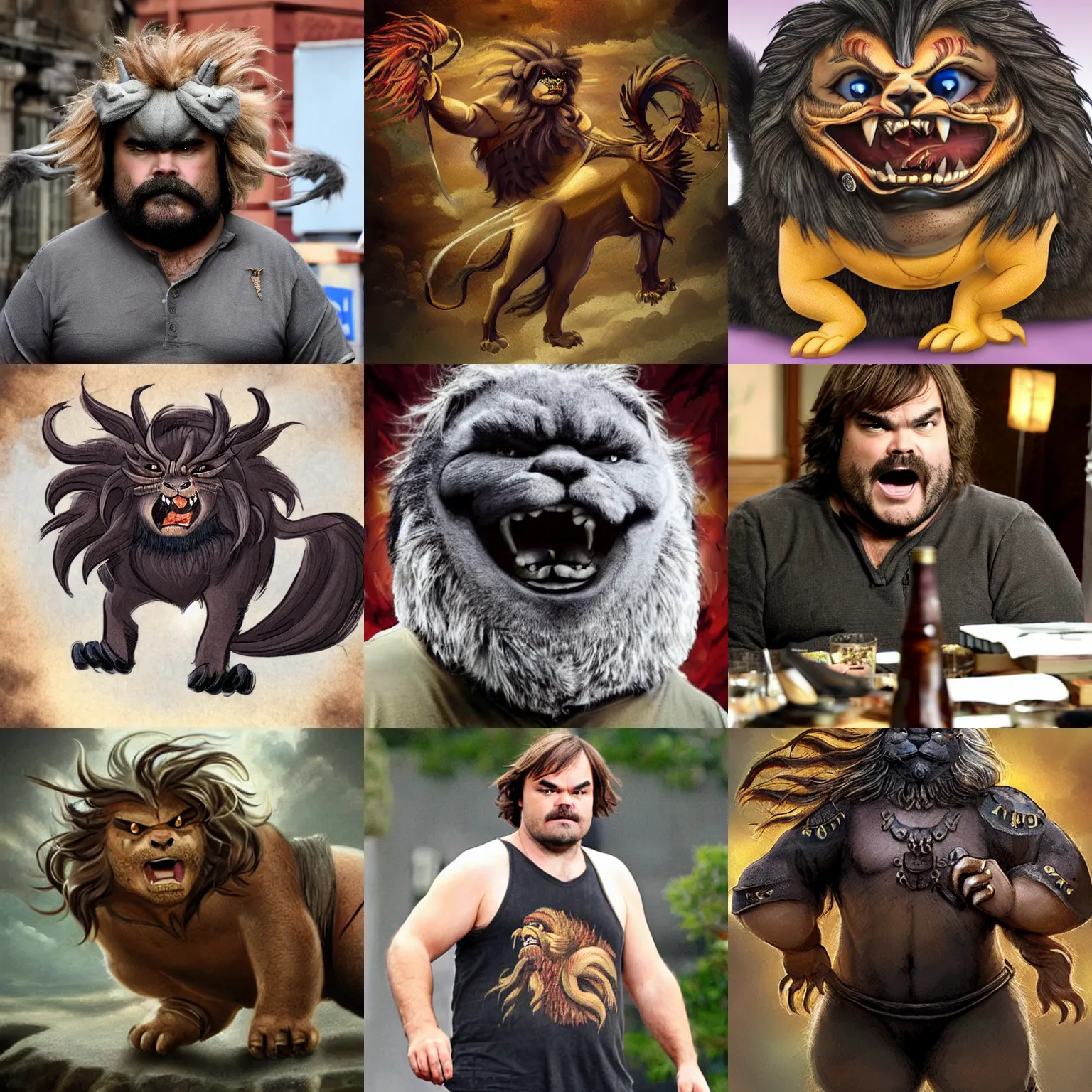 Prompt: jack black as a manticore