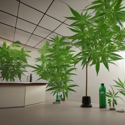 Image similar to cannabis science experiment conducted by everyday australians, octane render, vray split lighting, cartoon by pixar