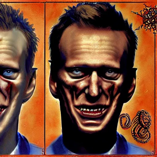 Image similar to navalny became cringe ugly lovecraftian degenerate abomination, photo - realistic, color image, 2 k, highly detailed, bodyhorror, occult art