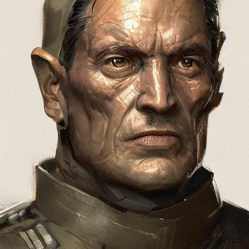 Image similar to portrait of a man by greg rutkowski, old admiral jagged fel, star wars expanded universe, he is about 6 0 years old, wearing uniform of the galactic alliance navy, highly detailed portrait, digital painting, artstation, concept art, smooth, sharp foccus ilustration, artstation hq