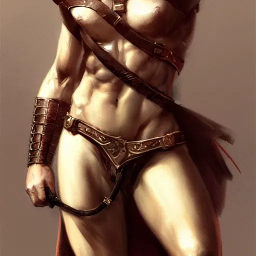 Image similar to roman gladiator, gorgeous, amazing, muscular, silk, intricate, elegant, thighs, highly detailed, digital painting, artstation, concept art, sharp focus, illustration, by greg rutkowski