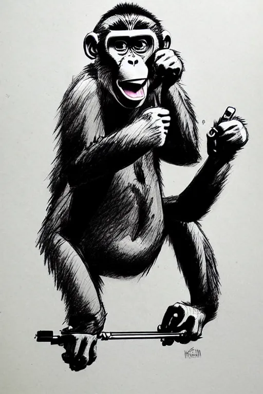 Image similar to kim jung gi drawing of monkeying around