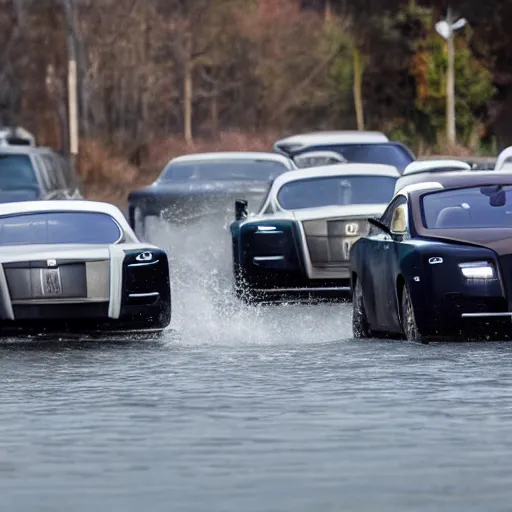 Image similar to rabid teenagers decide to drown Rolls-Royce