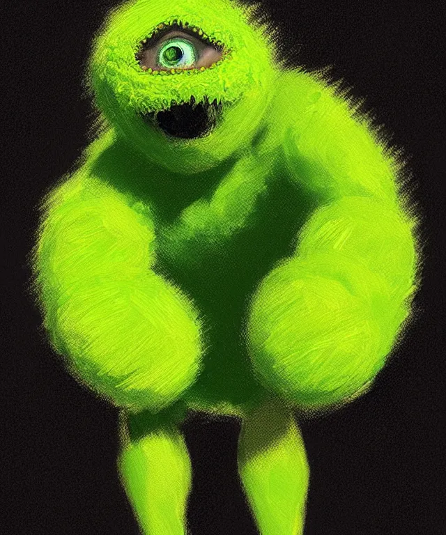 Prompt: a portrait of a tennis ball monster, chalk, fantasy, elegant, digital painting, artstation, concept art, matte, sharp focus, illustration, art by basil gogos