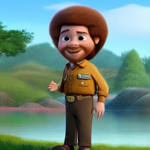 Prompt: bob ross as a pixar disney character from up ( 2 0 0 9 ), unreal engine, octane render, 3 d render, photorealistic