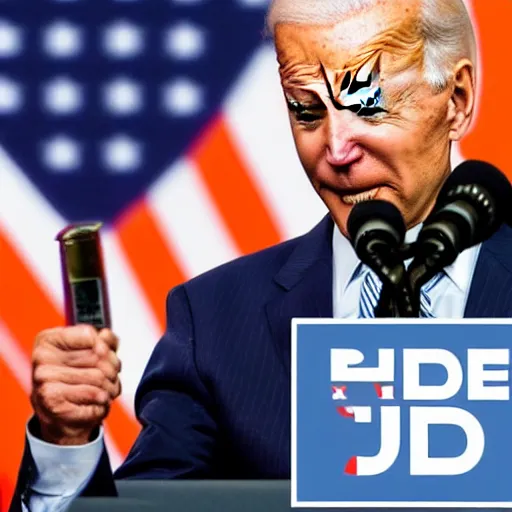 Image similar to biden on mini soda