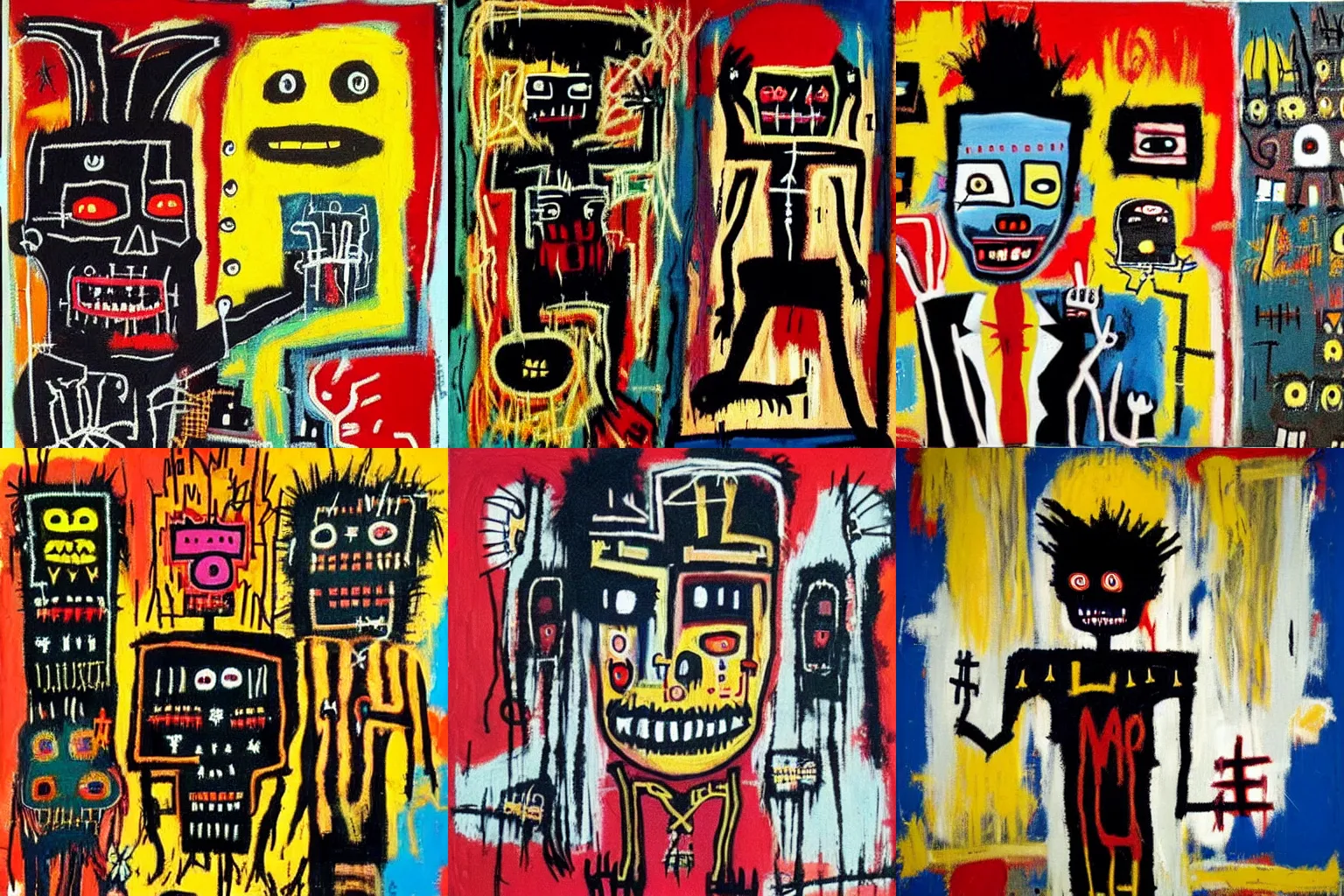 Prompt: evil voodoo doll, black magic and witchraft paintings by jean-michel basquiat