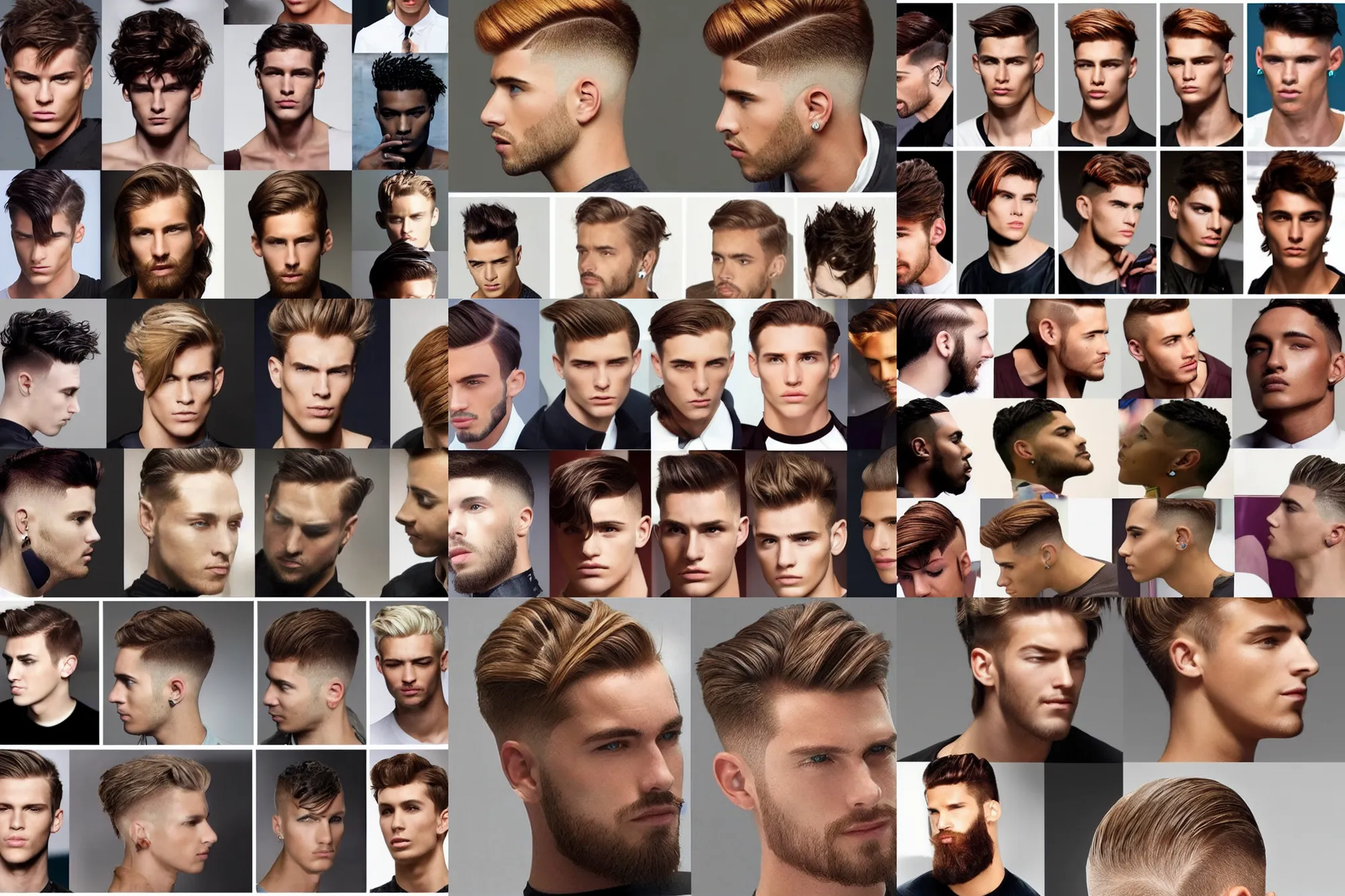 Prompt: male hairstyles, various color, random model