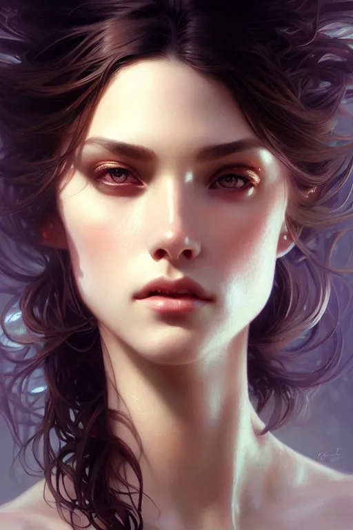 Prompt: Portrait of astonishingly beautiful girl, face, fantasy, intricate, elegant, highly detailed, digital painting, artstation, concept art, smooth, sharp focus, illustration, art by artgerm and greg rutkowski and alphonse mucha