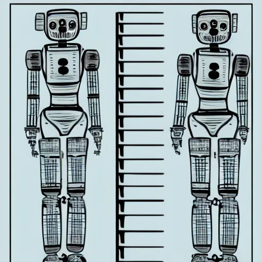 Prompt: character sheet of a robot girl