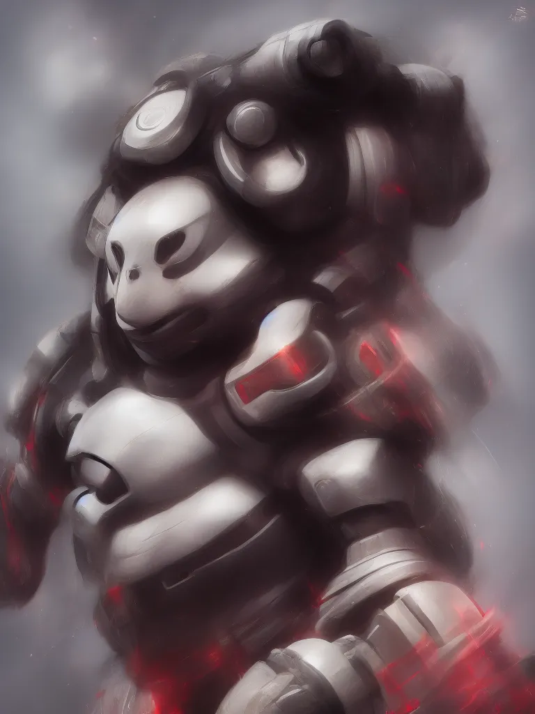 Image similar to “A detailed portrait of a giant robot panda dressed as a samurai, anime, trending on artstation, octane render, cgsociety, 4K, 8K”